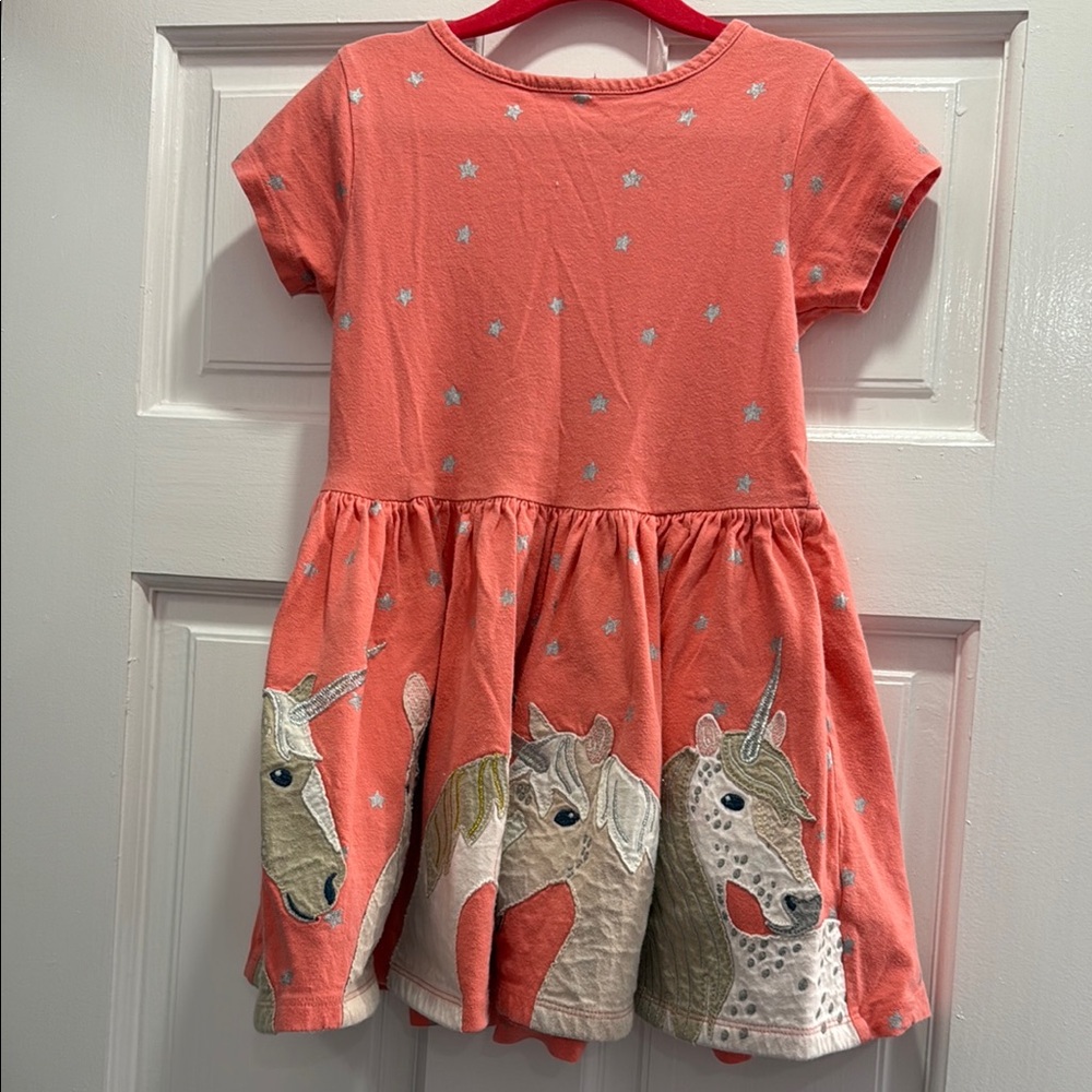 Mini Boden Coral Unicorn Dress